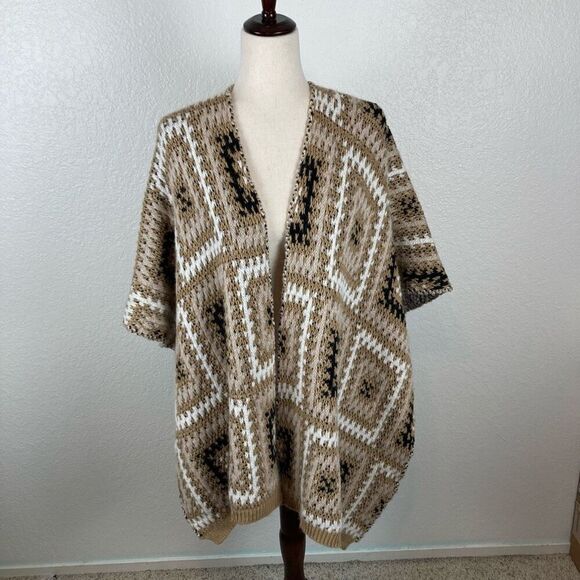 Cocogio Granny Square crochet alpacablend BoHo poncho wrap cardigan OS Italy NEW - Picture 1 of 7